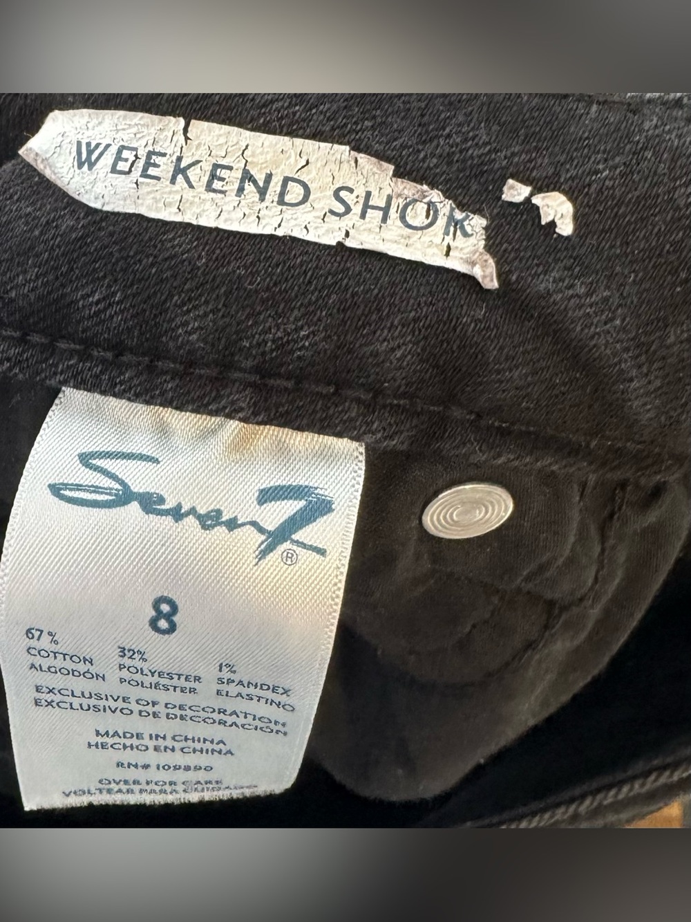 Seven7 Black Denim distressed weekend Shorts cotton blend stretch size 8 - Picture 4 of 4